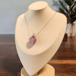 Sterling Silver Amethyst Heart Vial Necklace